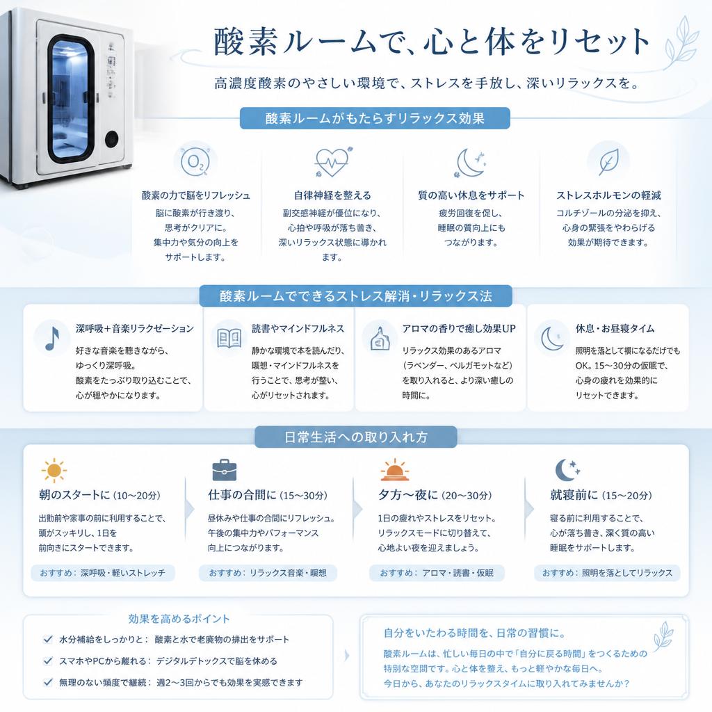ストレス解消に向けた酸素ルームの活用法